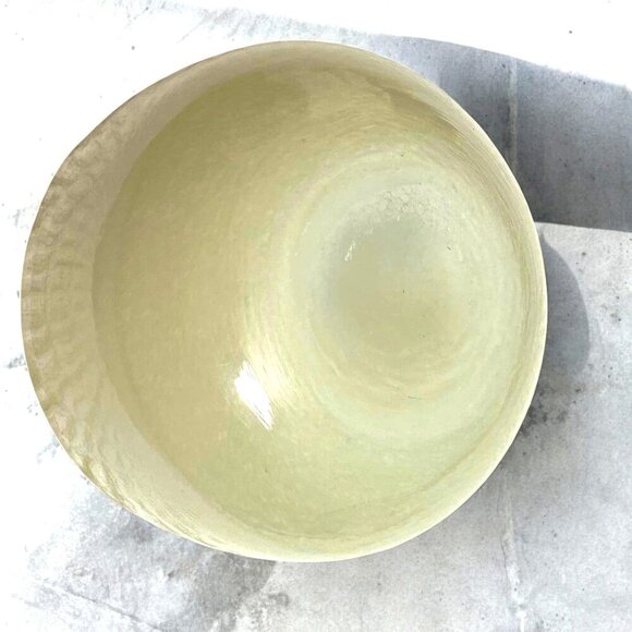 Large Yellow/Green Handblown Vintage Custard Glass Bowl 8” D x 5" H Heavy EUC - Picture 6 of 11
